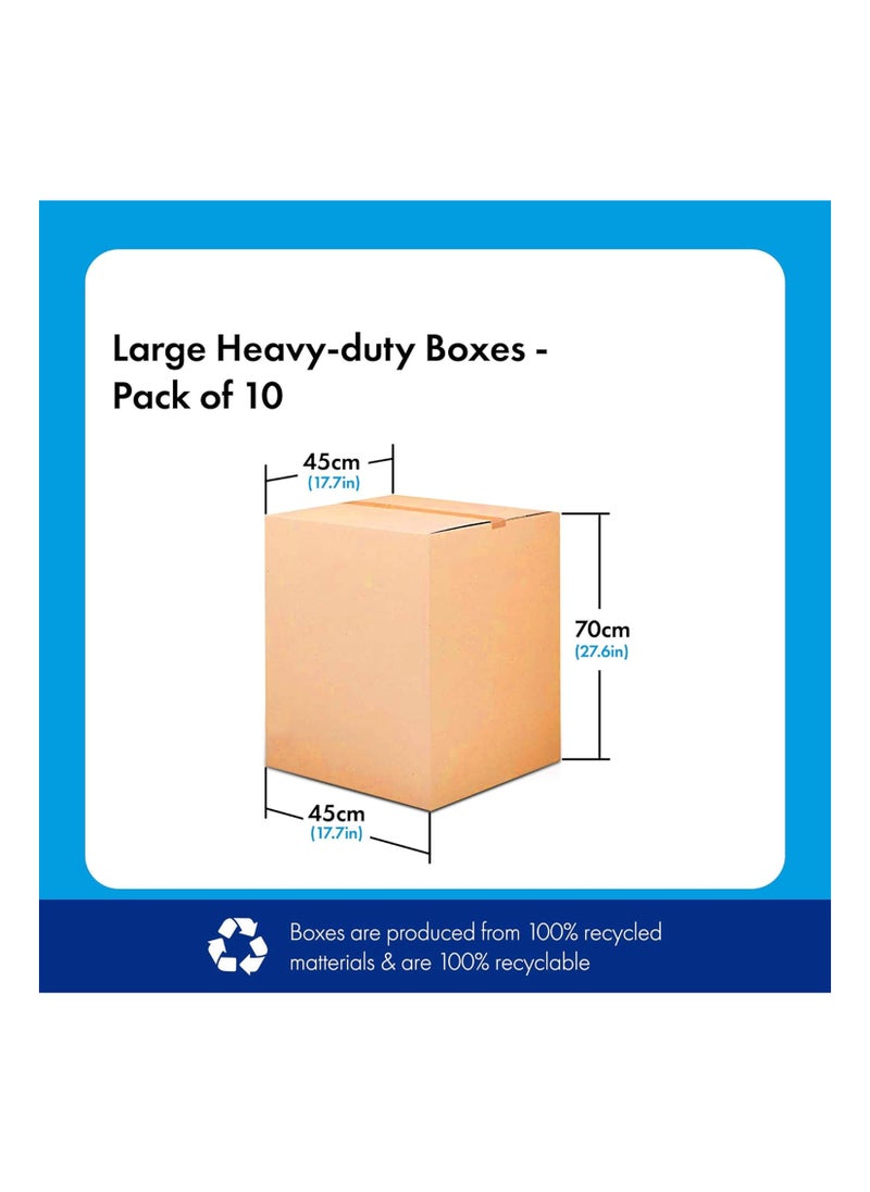 Toshionics 10 Pack Large Heavy Duty Double Wall 5 Ply Carton Box Cardboard Box for Moving Shipping Storage Size 70 X 45 X 45 cm Capacity 35 Kg Brown  - Image 3