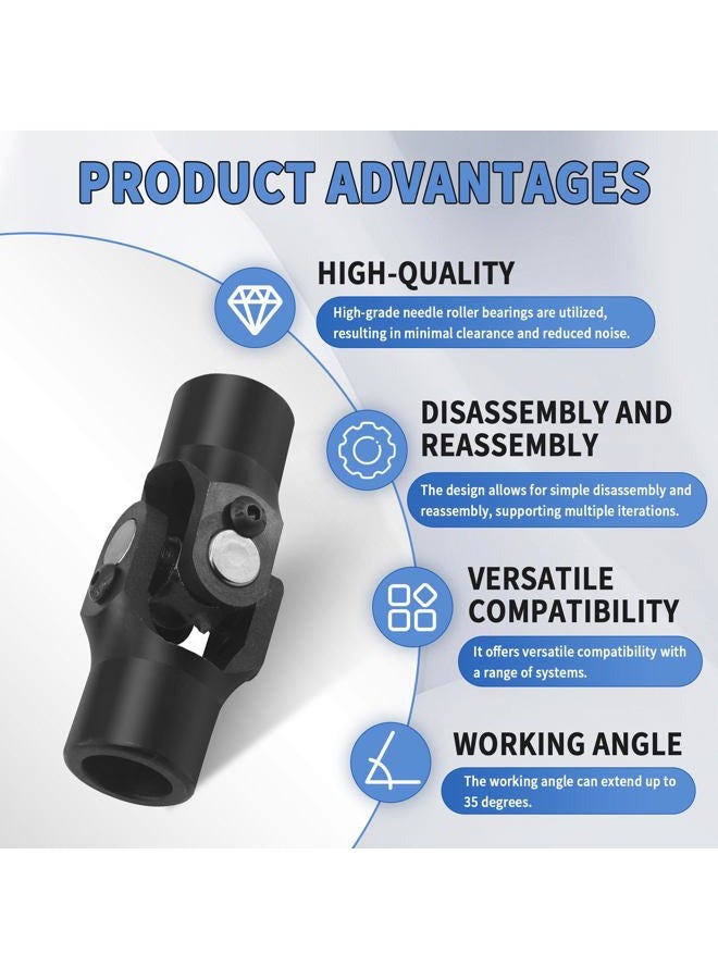 RABROPAR Single Steering Shaft Universal U Joint Coupling 3/4" Round x 3/4" Smooth Round Black, 35° Degree Maximum Working Angle, Total Length 96mm (3-3/4") - Image 5