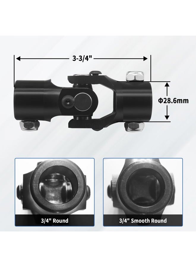 RABROPAR Single Steering Shaft Universal U Joint Coupling 3/4" Round x 3/4" Smooth Round Black, 35° Degree Maximum Working Angle, Total Length 96mm (3-3/4") - Image 2
