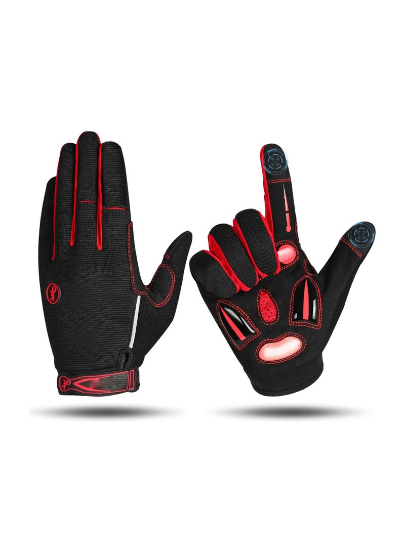 SYOSI Cycling Gloves, Full Finger Mountain Bike Gloves, 5MM SBR+Liquid Gel Padded Anti-slip Shock-absorbing Touchscreen MTB Gloves, Bicycle Gloves for Men Women, Full Finger Mountain Bike Gloves  - Image 1