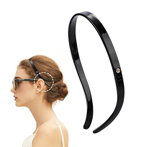 EVITA PERONI Hair Bands - Designed for Eyewear, No Pressure, No Headache, Comfortable Non-Slip Thin Fashion Headbands for Women's Hair - Black - Image 1