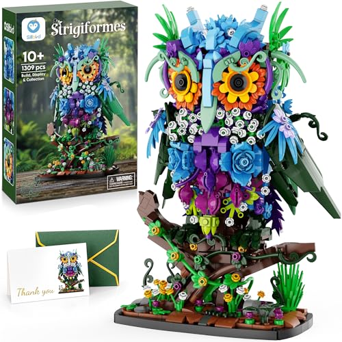 Sillbird Flower Owl Building Sets for Adults Creative Gift Ideas for Women Men Mom Her Girlfriend Wife Home Decor Display or Table Centerpieces Buildable Floral Animals Botanical Model Collection - Image 1