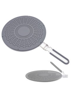 Silicone Grease Splatter Screen for Frying Pan Oil Splash Guard with Foldable Handle Silicone Splash Guard for Frying Pan Oil Splatter Guard Non-Stick Drain Board Strainer for Cooking Frying
