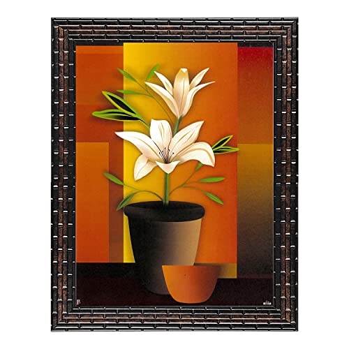 Indianara Set of 3 Flowers in Vases Framed Art Painting (0971GB) without glass 6 X 13, 10.2 X 13, 6 X 13 INCH - Image 5