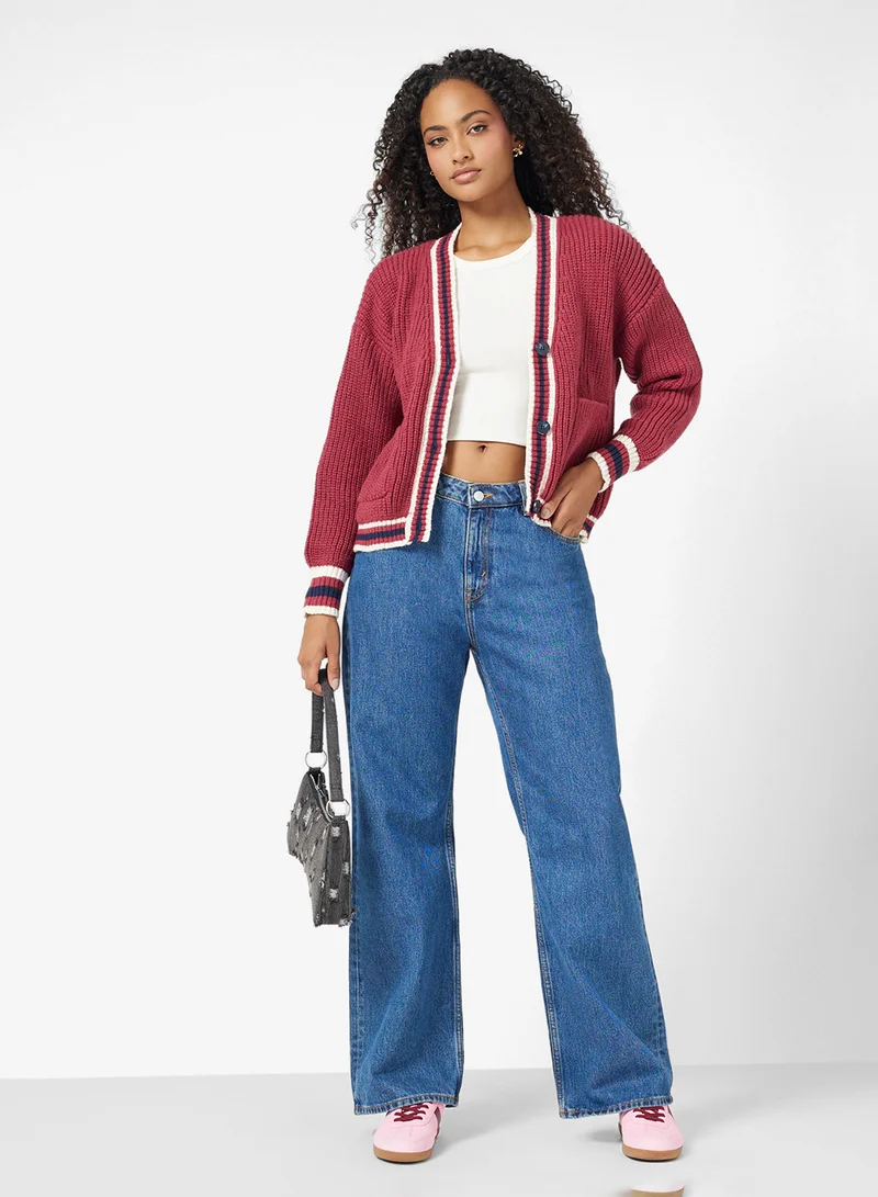 Ginger Cable Knit Varsity Style Cardigan