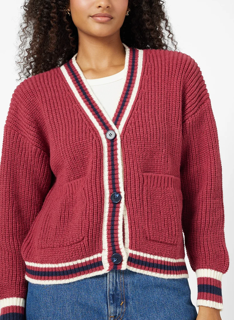Ginger Cable Knit Varsity Style Cardigan