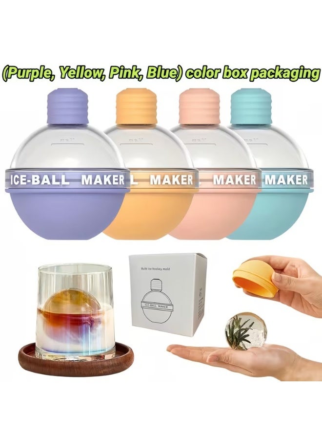 Goolsky 4pcs Ice Ball Maker with Color Box, Large Round Ice Mold for Whiskey, 6.35 cm Sphere Ice Mold for Cold Drink Enthusiast, Release Ice Cube Tray for Parties, Restaurants, Bars, Set of 4 Round Makers with Lids for Cocktails, Bourbon, and Drinks - Image 4