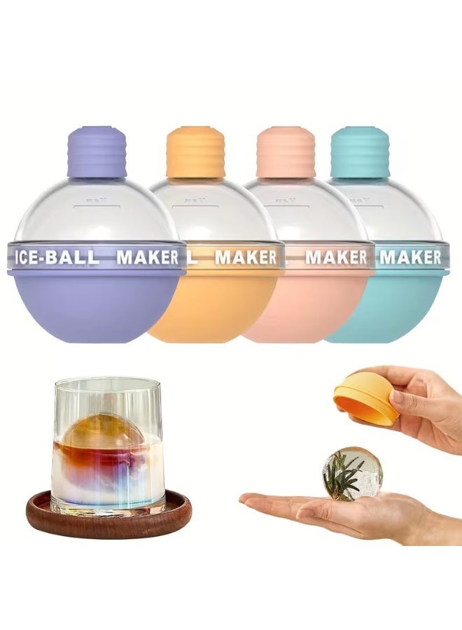Goolsky 4pcs Ice Ball Maker with Color Box, Large Round Ice Mold for Whiskey, 6.35 cm Sphere Ice Mold for Cold Drink Enthusiast, Release Ice Cube Tray for Parties, Restaurants, Bars, Set of 4 Round Makers with Lids for Cocktails, Bourbon, and Drinks - Image 1
