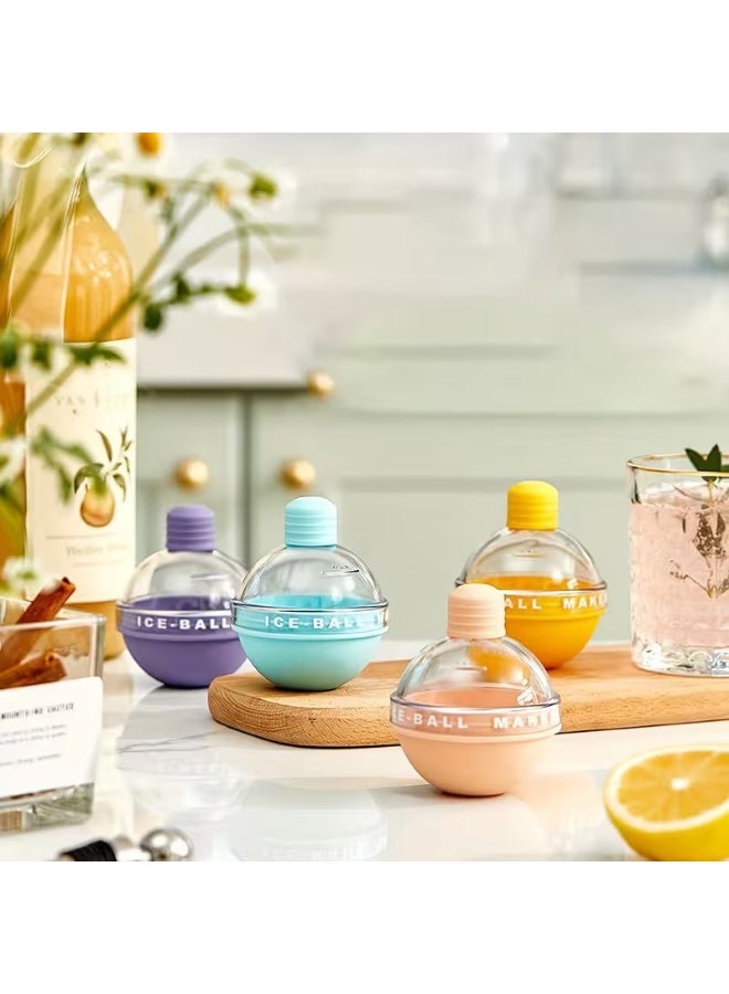 Goolsky 4pcs Ice Ball Maker with Color Box, Large Round Ice Mold for Whiskey, 6.35 cm Sphere Ice Mold for Cold Drink Enthusiast, Release Ice Cube Tray for Parties, Restaurants, Bars, Set of 4 Round Makers with Lids for Cocktails, Bourbon, and Drinks - Image 2