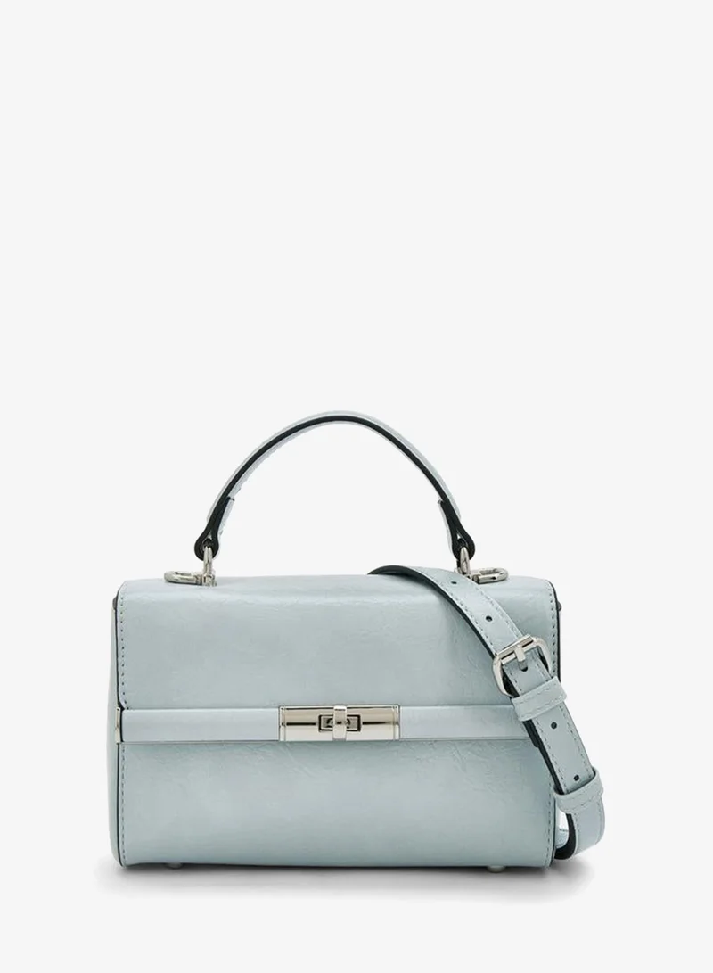Celeste Solid Satchel Bag With Twist Lock Closure