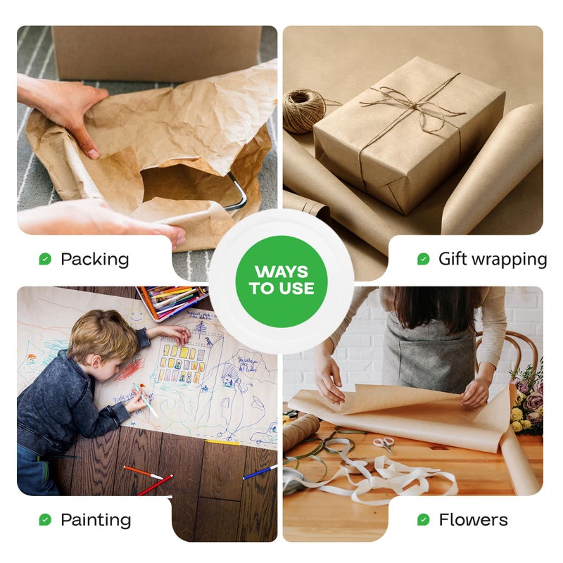 IDL Packaging 18" x 14400" (1200 ft) Large Brown Kraft Paper Roll for Packing - Perfect Natural Kraft Wrapping Paper for Void Filling - Craft Paper for Kids Art Projects - Image 5