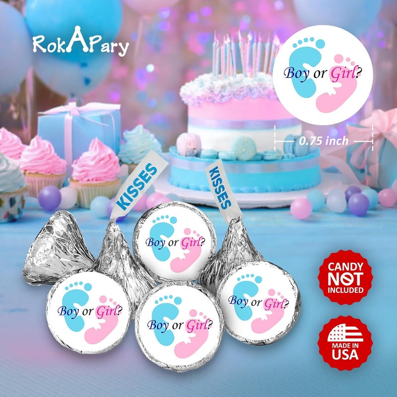 Creativity Labels 324 Gender Reveal Footprints Kisses Labels for Baby Shower Or Baby Sprinkle Party Or Event Decorations, Boy or Girl Stickers, Wrappers, Favors (Pink, Blue) Made in USA - Image 5