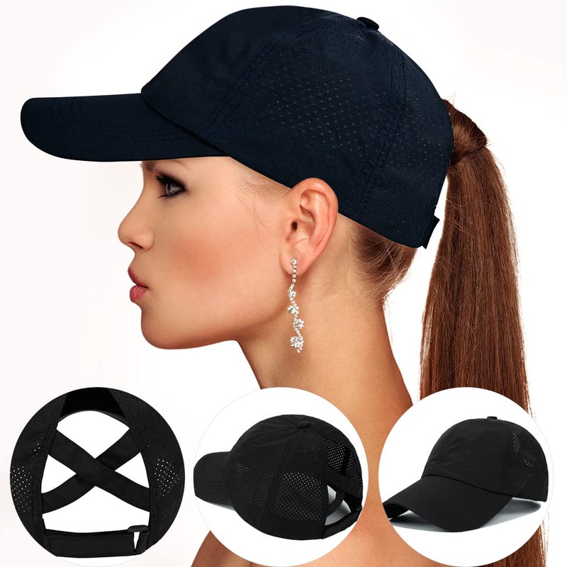 Bucaum Cross Hat Womens Baseball Cap -Cross Ponytail Hat Baseball Cap - Image 4