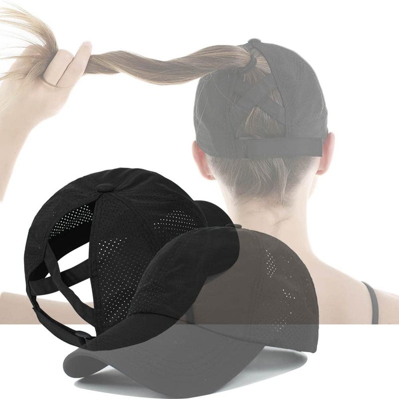 Bucaum Cross Hat Womens Baseball Cap -Cross Ponytail Hat Baseball Cap - Image 5