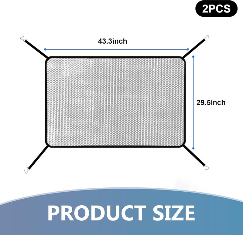 قطعتان من شبكة حماية السيارات، مقاس 43.3 × 29.5 بوصة، غطاء واقٍ من زغب الصفصاف، شبكة حماية متعددة الوظائف لشبكة المبرد الأمامي للسيارة، مناسبة لمعظم السيارات (أسود) - Image 2