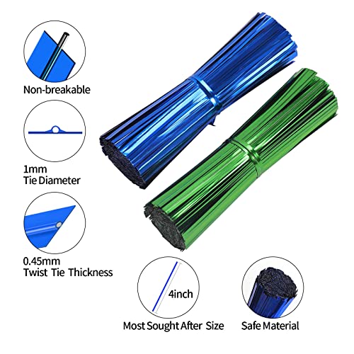 Easytle 1000 Pcs Metallic Twist Ties 10 Colors Twist Tie 4" Bread Ties Twist Ties for Bags Foil Twist Ties Bag Ties Colorful Twist Ties for Party Gift Wrapping Bags Cellophane Treat Bags Bread Candy Bags - Image 3