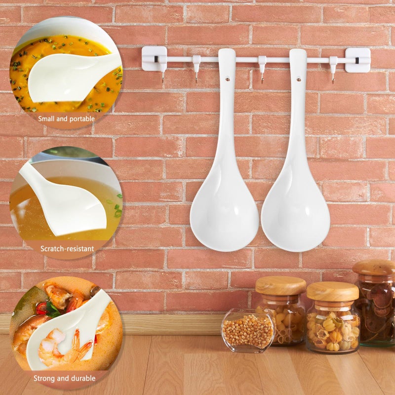 Large White Porcelain Ceramic Soup Spoons Set 2 Pcs Kitchen Serving Spoons - Image 4