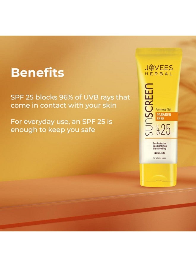 Jovees Herbal Sunscreen Fairness Gel SPF 25 For Tanning & Sun Damage | Oily, Sensitive, Dry Skin | Sunscreen For protect Your Skin with Lightweight & No White Cast Formula | Women/Men 50g - Image 4