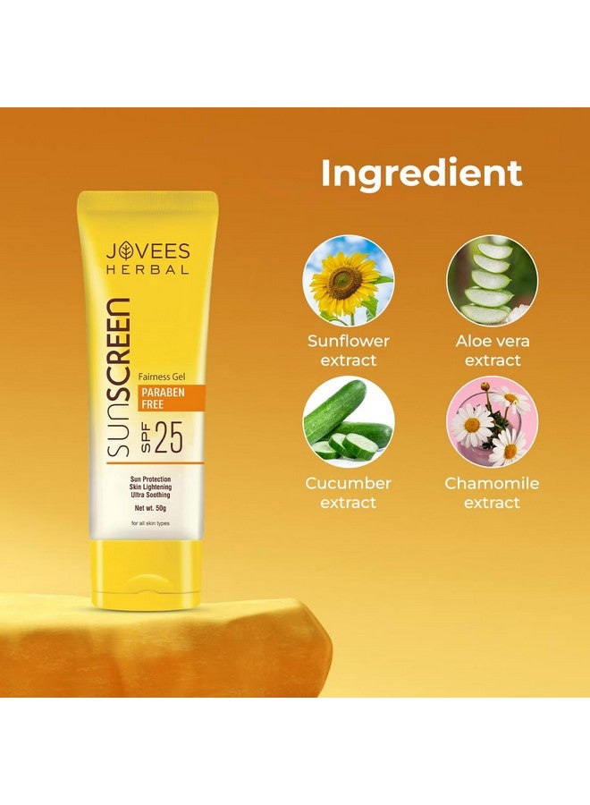 Jovees Herbal Sunscreen Fairness Gel SPF 25 For Tanning & Sun Damage | Oily, Sensitive, Dry Skin | Sunscreen For protect Your Skin with Lightweight & No White Cast Formula | Women/Men 50g - Image 5