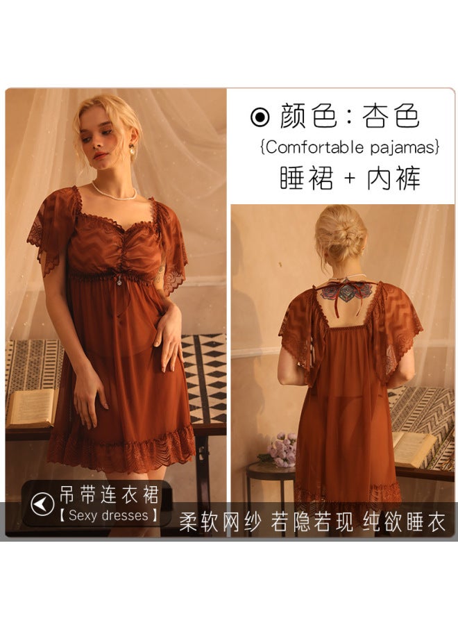 Palace Style Lace Nightgown – Sheer, Mid-Length