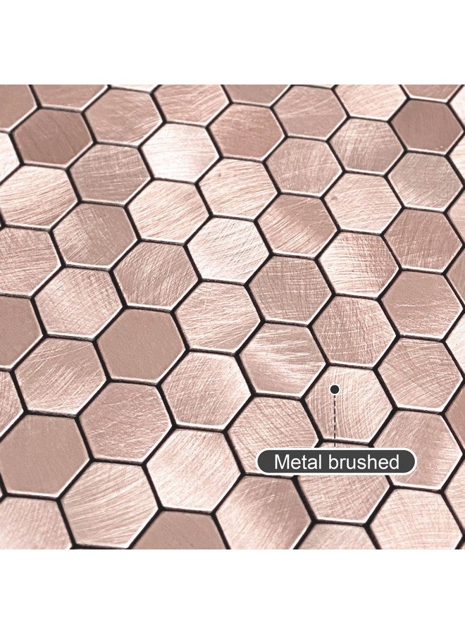 Benice BeNice Peel and Stick Backsplash Kitchen Tiles,Stick on Backsplash Peel and Stick Mosaic Tiles Penny Hexagon Backsplash Small Tiles Metal Backsplash(10PCS,Rose Gold)  - Image 2