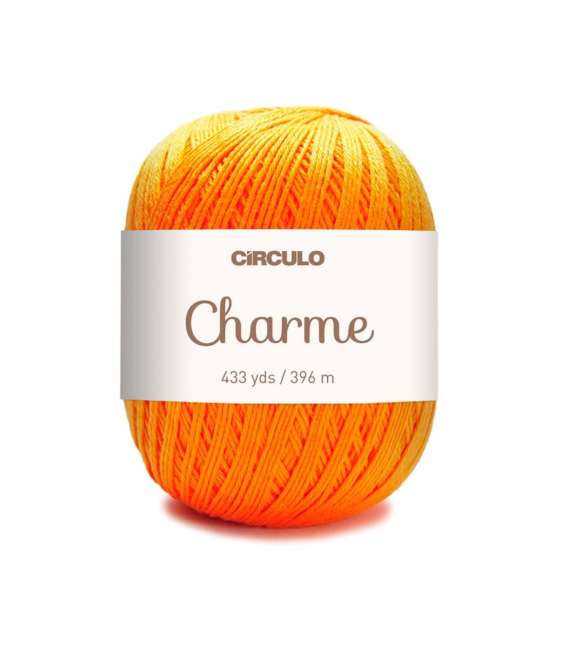 CÃRCULO Circulo Charme Yarn for Crochet and Knitting - 433 yds - 100% Mercerized Brazilian Virgin Cotton - Soft Sport Weight - Color 4456 - Orange - Image 1