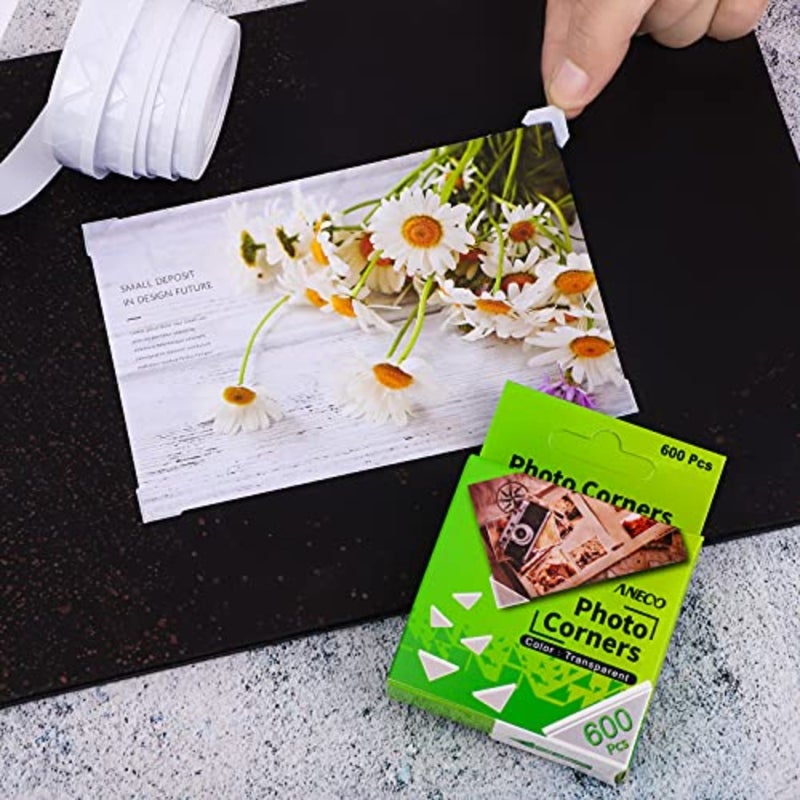 Aneco 600 Pieces Clear Self-Adhesive Picture Mounting Corner Stickers Transparent Acid-Free Photo Mounting Corners for Scrapbooking Diary Journal - Image 5