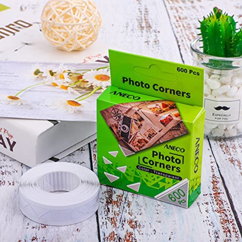 Aneco 600 Pieces Clear Self-Adhesive Picture Mounting Corner Stickers Transparent Acid-Free Photo Mounting Corners for Scrapbooking Diary Journal - Image 4