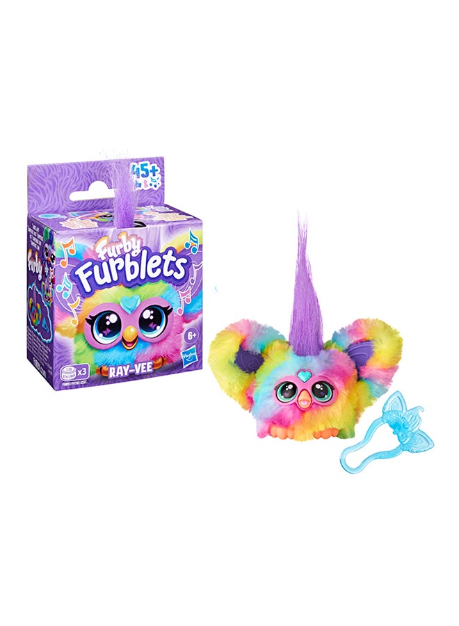 Furby Furblets Ray-Vee Mini Friend, 45+ Sounds, Electronica Music, Furbish Phrases, Electronic Plush Toys for Girls & Boys 6 Years & Up, Rainbow  - Image 1