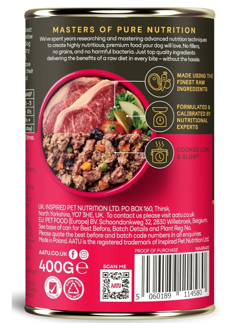 AATU 90/10 Wet Dog Food in a Tin - Angus Beef (6x400g) - Grain Free Recipe - No Artificial Ingredients - Good for Low Maintenance Feeding - Image 4