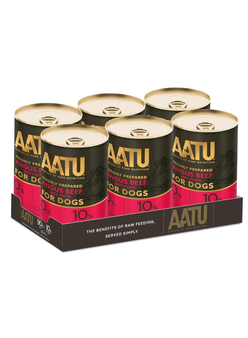 AATU 90/10 Wet Dog Food in a Tin - Angus Beef (6x400g) - Grain Free Recipe - No Artificial Ingredients - Good for Low Maintenance Feeding - Image 1