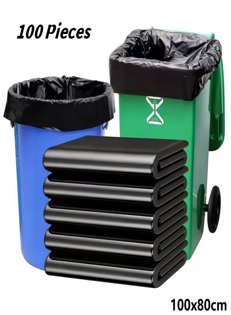 100 Count 100*80cm Heavy Duty Trash Bags,Large Capacity Kitchen Trash Bags Good Toughness,No Water Leakage,Trash can Liners Trash Bags.Suitable for Hhome Offices, Hotels, Property Management, Sanitation.(Black) - Image 1