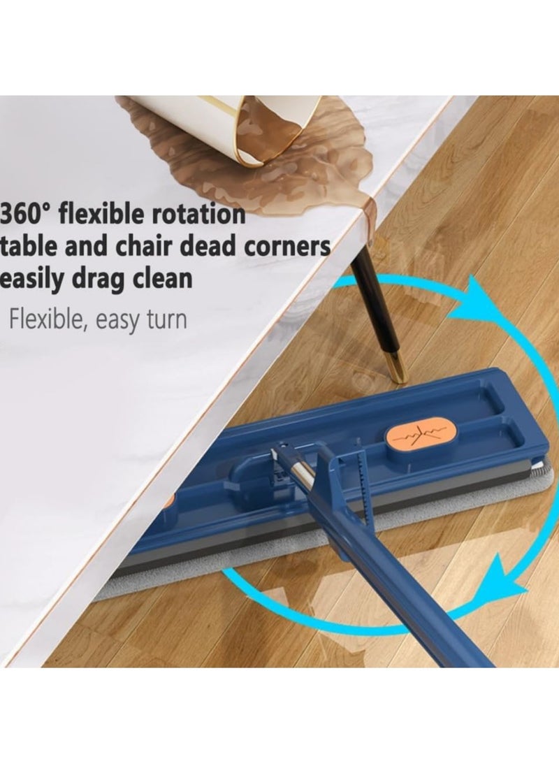 XiuWoo Streamline Mop, Large Flat Mop with Bucket, Adjustable 360 Rotating Dust Mop Hand-Wash Free, Large Flat Mop with 6 Microfiber Pads for Wet and Dry Use, Blue  - Image 2