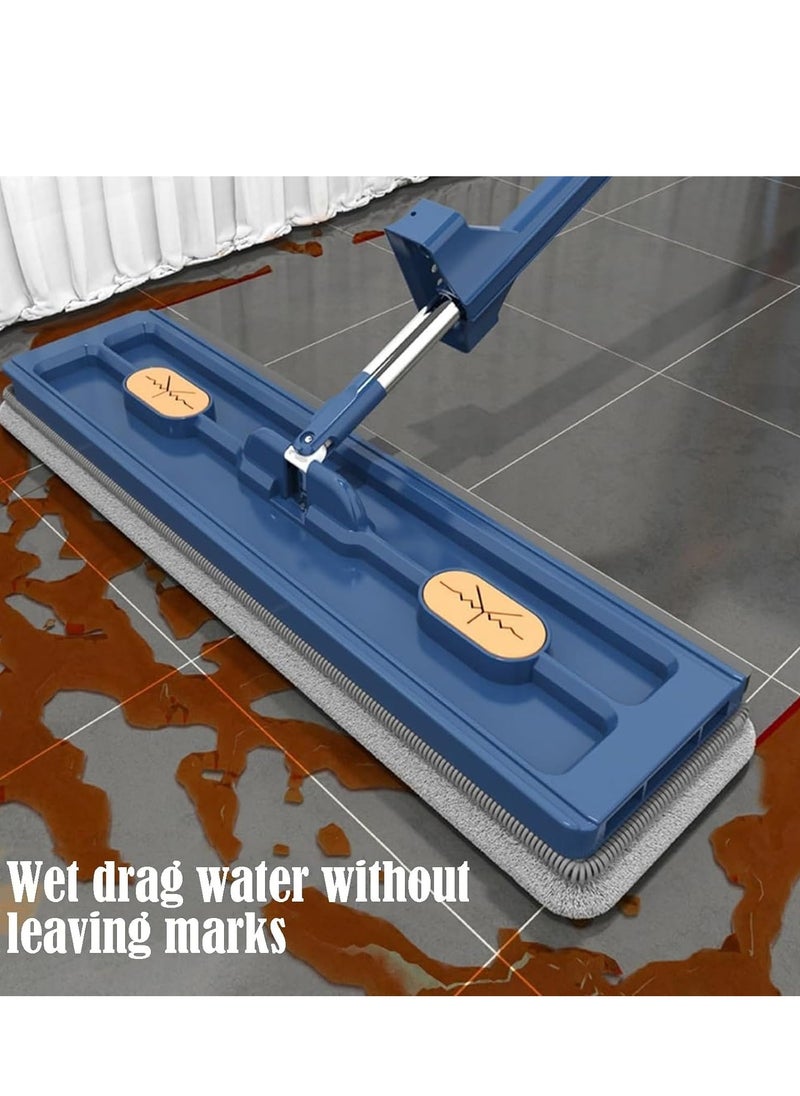 XiuWoo Streamline Mop, Large Flat Mop with Bucket, Adjustable 360 Rotating Dust Mop Hand-Wash Free, Large Flat Mop with 6 Microfiber Pads for Wet and Dry Use, Blue  - Image 3