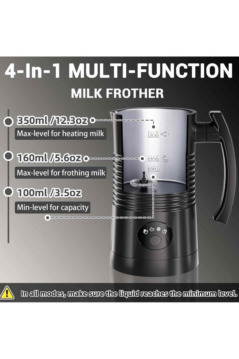 Aideli 4-in-1 Electric Milk Frother and Steamer – Hot & Cold Foam Maker, 350ml Milk Warmer for Coffee, Latte, Cappuccino, Hot Chocolate - Image 3