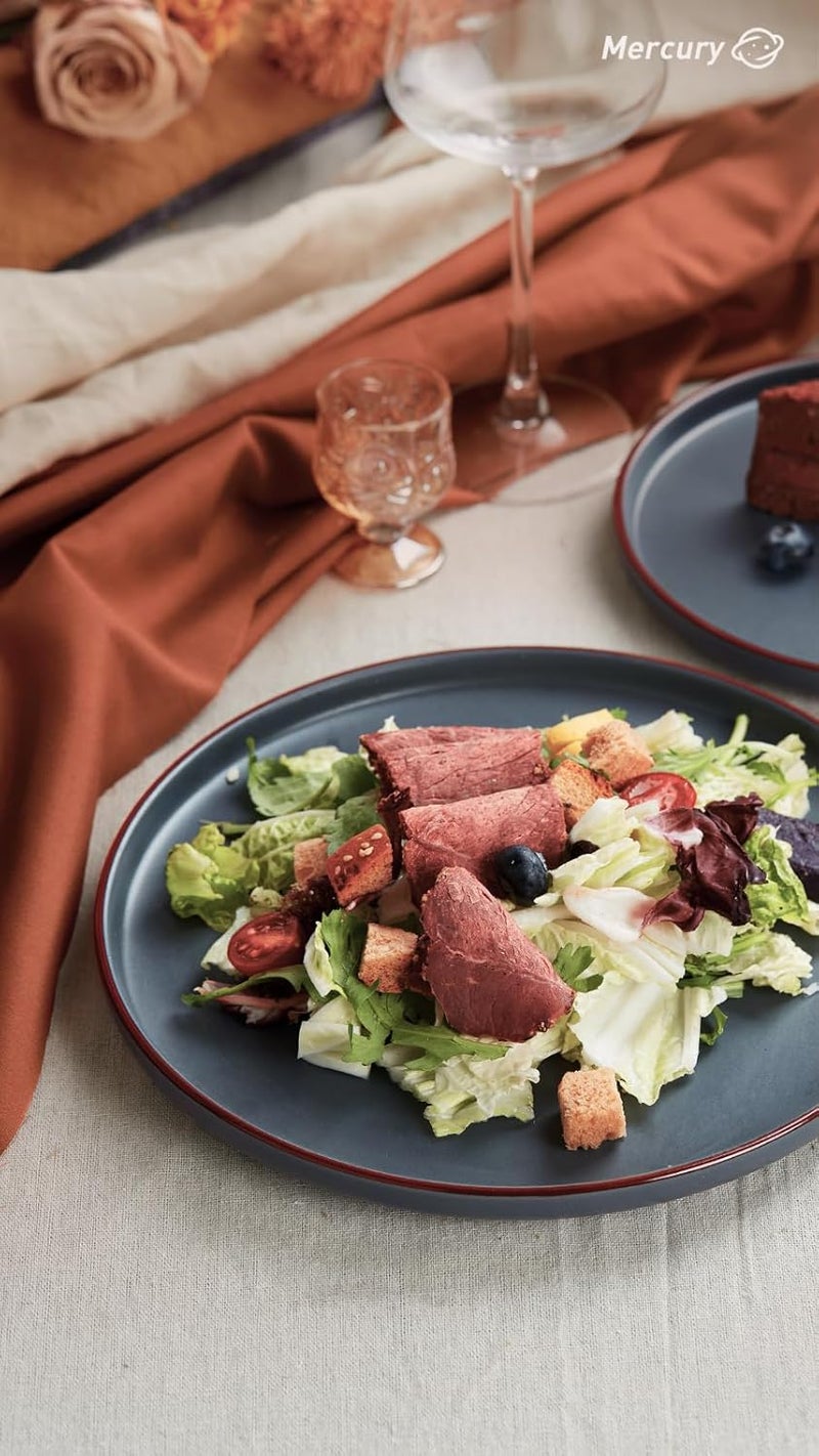 Famiware Mercury Plates and Bowls Sets 12 Pieces Stoneware Dinnerware Sets Dishes Set for 4 Microwave and Dishwasher Safe Charcoal - Image 2