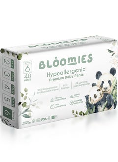 Bloomies Bloomies Premium Baby Pants with wetness indicator | Eco-friendly and Hypoallergenic Nappy Pants Made with 100% Bamboo | Baby Pants Size 6 for babies 15kg+ x 40pcs  - Image 1