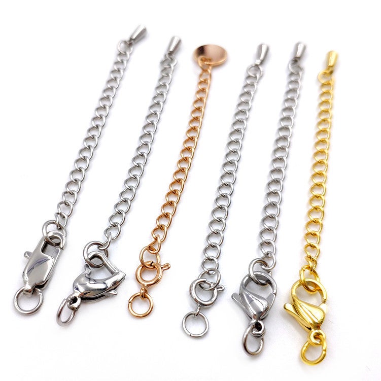 316L Stainless Steel Extension Chain Vacuum Plated 18K Gold Lobster Clasp Tail Chain DIY Jewelry Findings Kit Wholesale - Image 1
