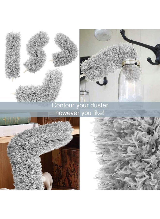 NXT Microfiber Feather Duster with Extendable Pole, 30-100 inches Extra Long Cobweb Duster for Cleaning, Bendable Head, Non-Scratch, Washable Duster for Ceiling, Fan, Furniture Gray - Image 3