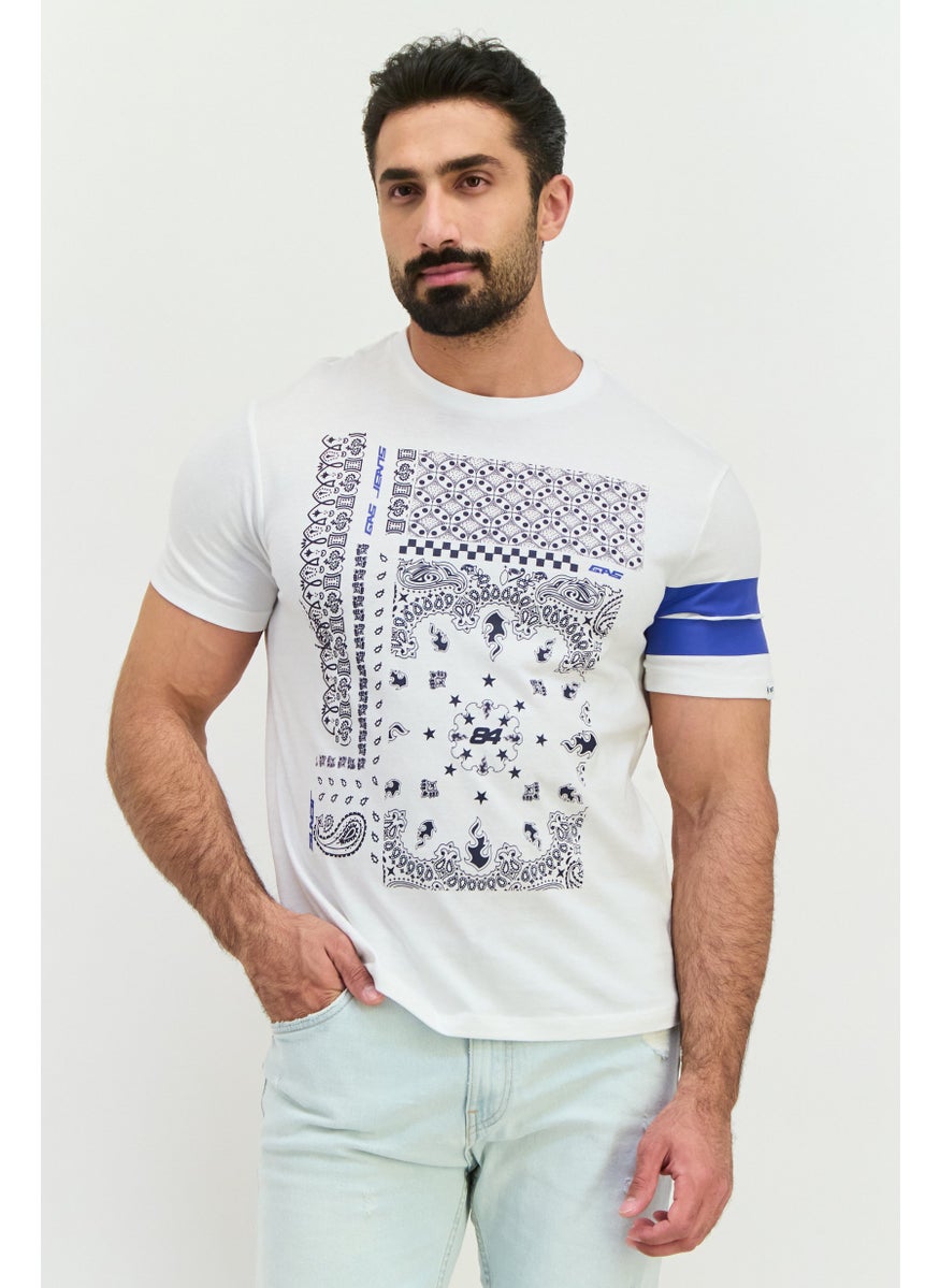 GAS Men Crew Neck Short Sleeves Graphic Print T-Shirt, White  - Image 1