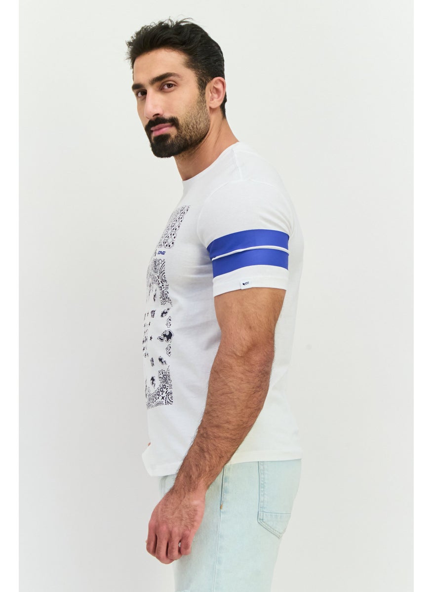 GAS Men Crew Neck Short Sleeves Graphic Print T-Shirt, White  - Image 2
