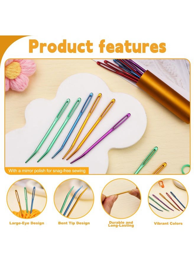 UOOU 10Pcs Yarn Needles, Darning Tapestry Needles, Large Eye Weaving Needle, Yarn Needle for Crocheting with Aluminum Storage Knitting Crochet Accessories - Image 3