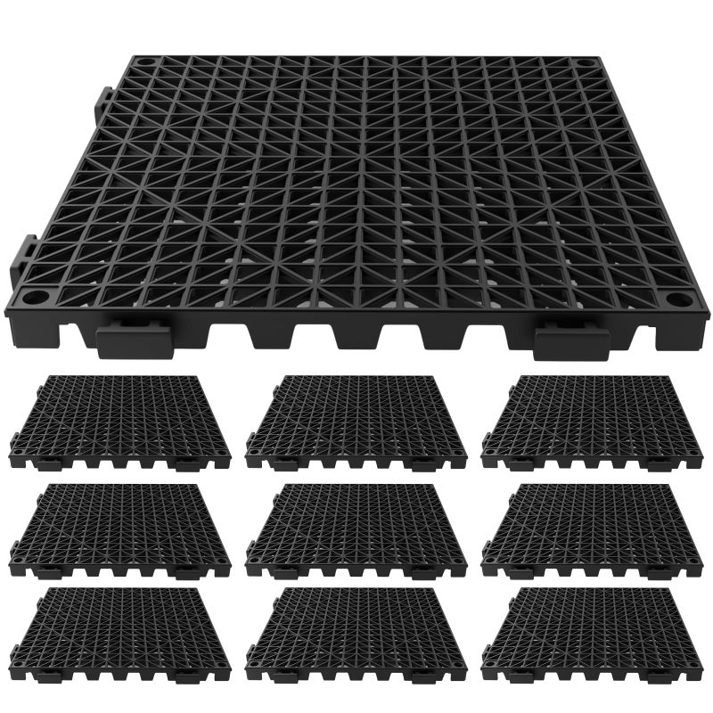 Tioncy 10 Pcs Interlocking Bar Home Drainage Mats Bar Countertop Supplies 12 x 12 Inch Black Shelf Liners Coffee Drying Non Slip Spill Protection Mats for Bartending Home Cocktail Restaurant