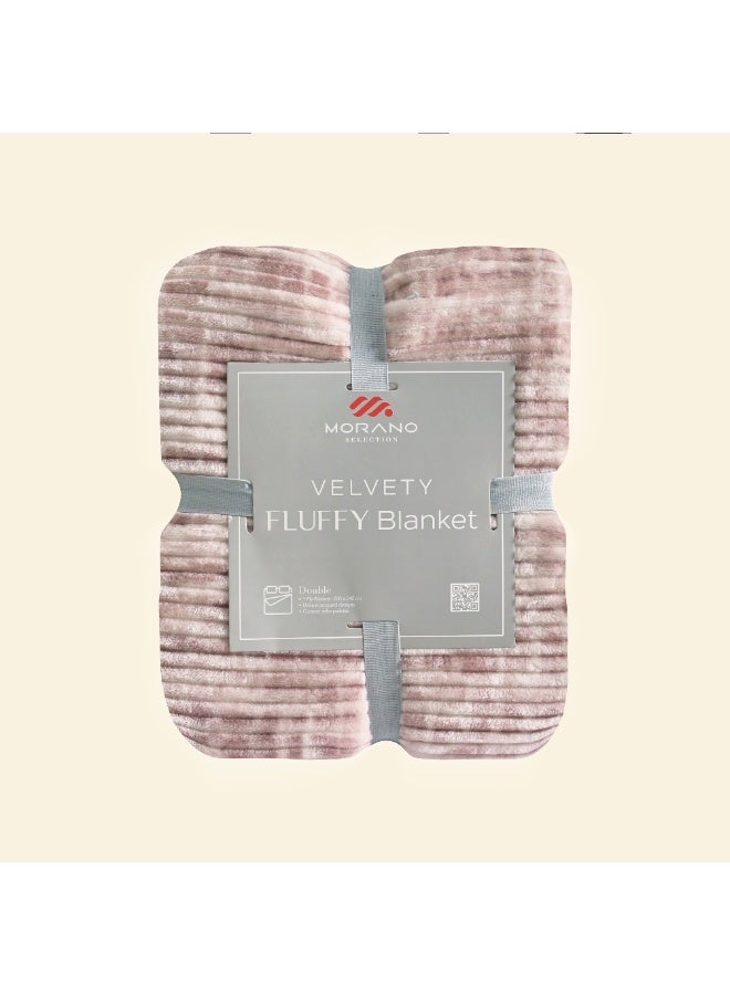 Morano Fluffy Blanket Printed Model 220X240Cm Ultra Soft Polyester Lightweight Cozy Warm Throw Textured Stripe Design Sofa Bed Cover Comfortable Fleece Winter Blanket, for Home and Bedding - Image 1