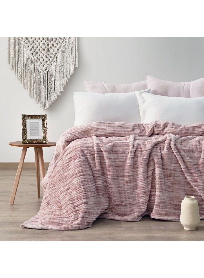 Morano Fluffy Blanket Printed Model 220X240Cm Ultra Soft Polyester Lightweight Cozy Warm Throw Textured Stripe Design Sofa Bed Cover Comfortable Fleece Winter Blanket, for Home and Bedding - Image 3