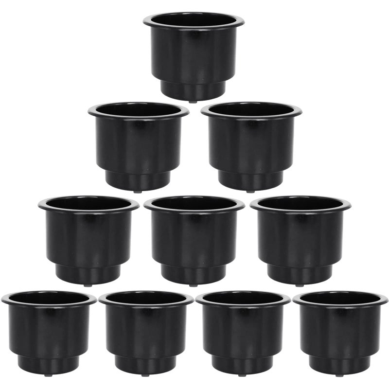Yuanhe Black Plastic Cup Drink Holder Insert with Drain for Boat Car Marine Rv 10PCS