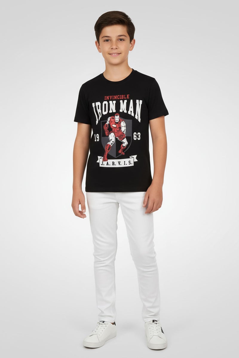 MARVEL Kids Boy Graphic Print Short Sleeve T-Shirt, Black - Image 1