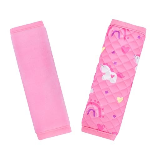 INFANZIA Car Seat Strap Covers for Infants Babies, Soft Carseat Shoulder Pads for Kids, Double-Sided Use Seatbelt Cushion Covers for Stroller, Pushchair & High Chair (Pink) - Image 1