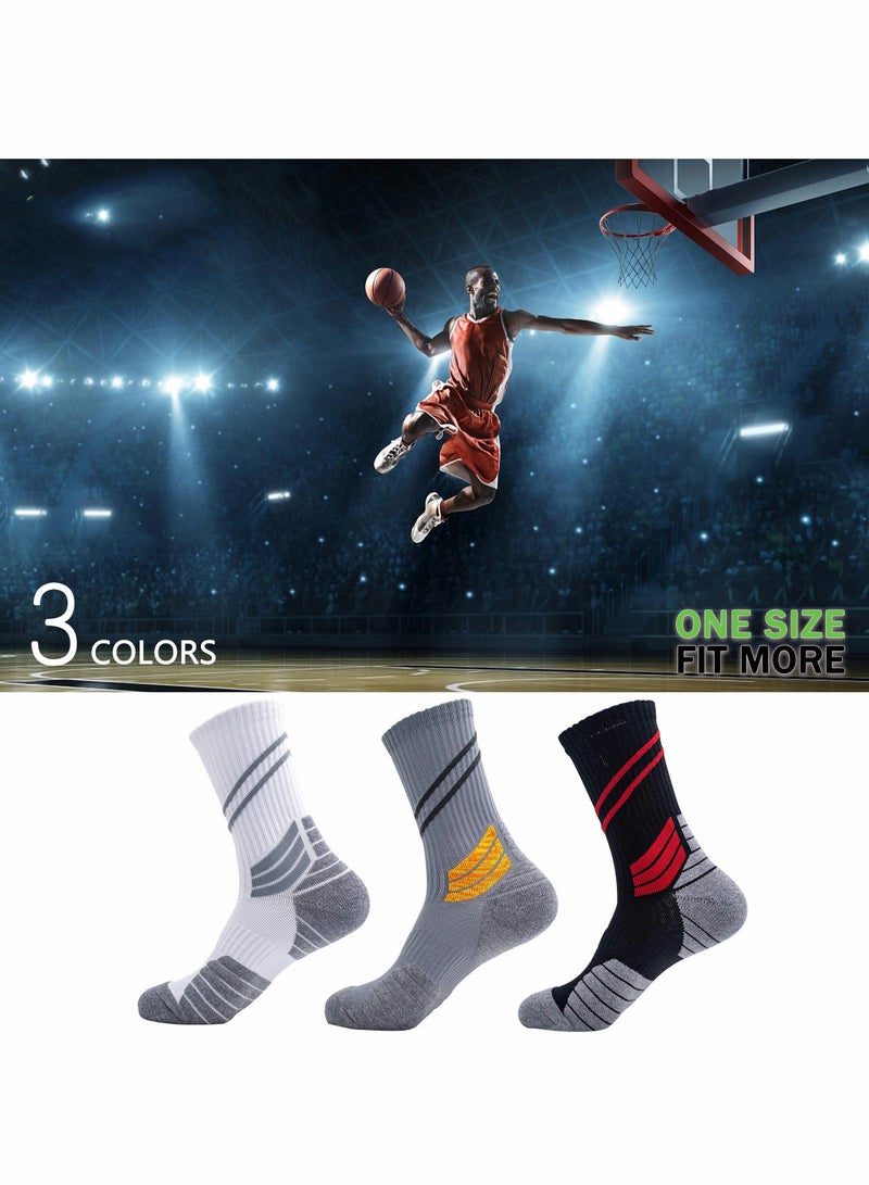 Excefore Elite Basketball Socks, Cushioned Athletic Socks for Men & Women, Mid Calf Socks for Football Running Hiking (3PCS) - Image 2