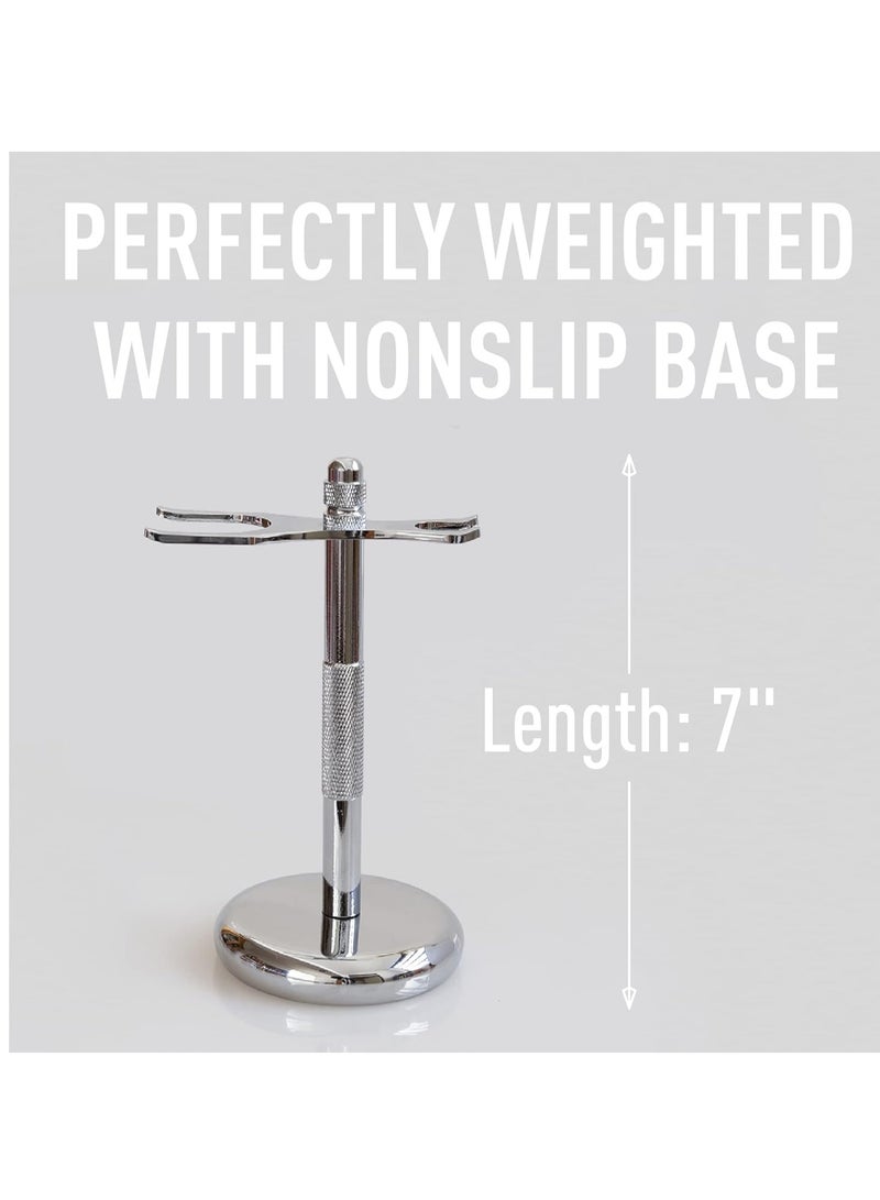 Bevel Bevel Safety Razor & Shaving Brush Display Stand with Non Slip Base, Dual Shave Stand Designed to Prevent Water Damage, Improve Hygiene and Protect Shaving Kit - Image 3